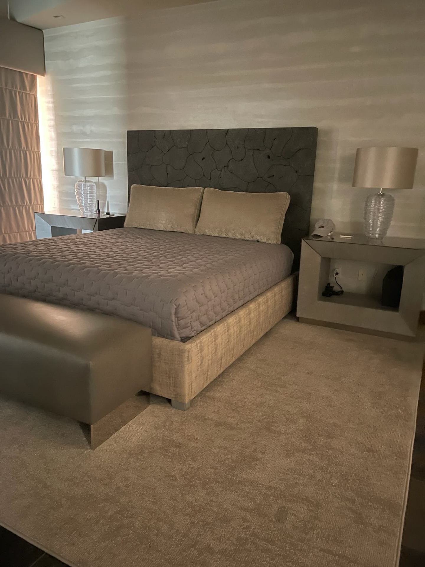 Serene master bedroom, neatly made bed