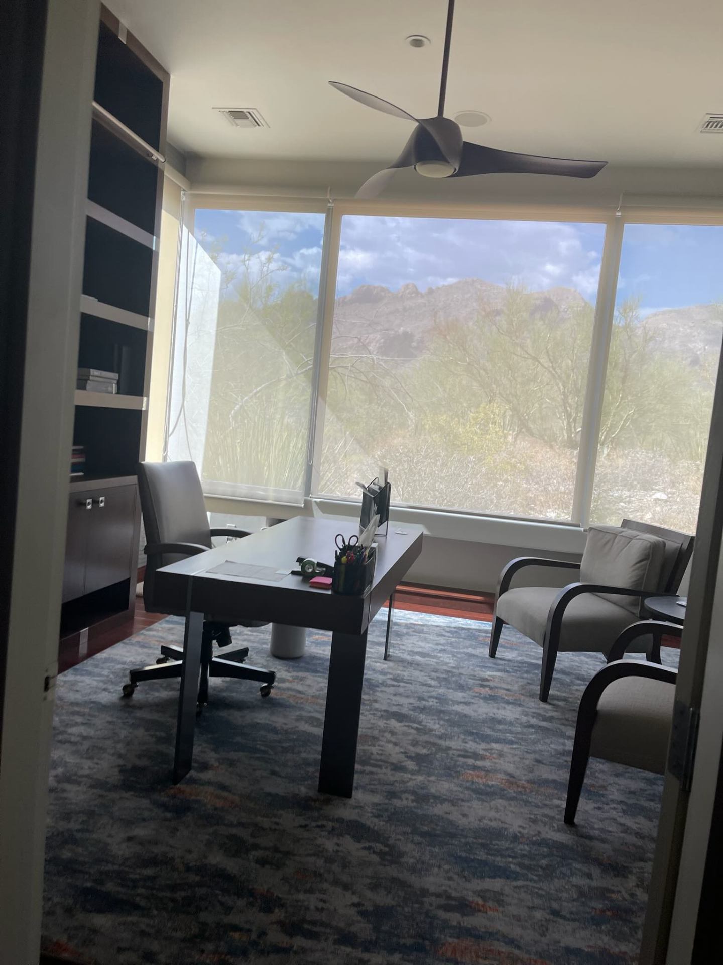 Tidy home office overlooking the Catalinas